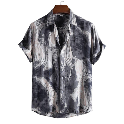 Floral Men's Casual Short Sleeve Printed Shirt