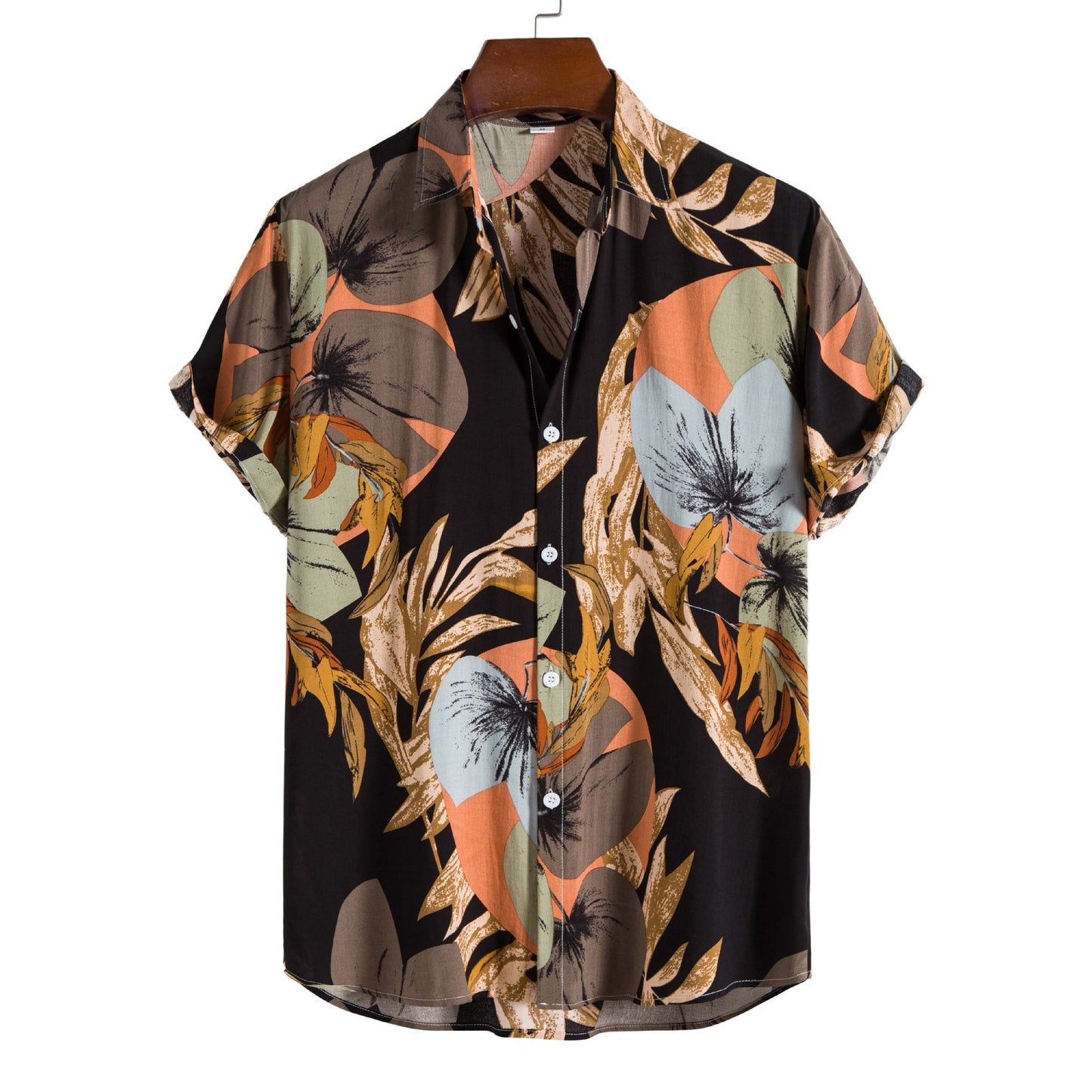 Men's Rayon Printed Short-sleeved Shirt